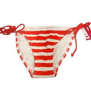 Xhilaration Women's Sz XS 00 Hipster String Bikini Swim Bottom Red White Striped